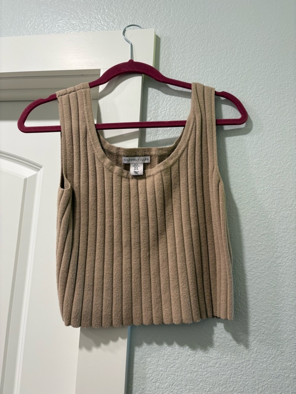 Worthington Ribbed Crop Tank Top in Taupe Beige
